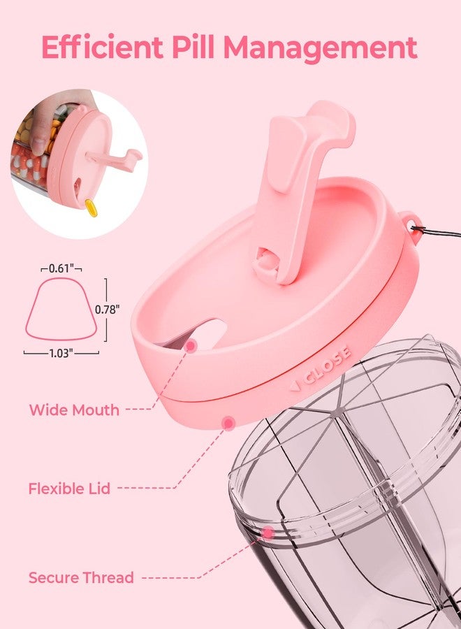 AMOOS Cute Pill Dispenser with 7 Large Compartments, Portable Pill Bottle Organizer with Wide Opening for Easy Use, Anti-Mix Pill Organizer for Travel, BPA-Free Pill Container, Pink - Image 4